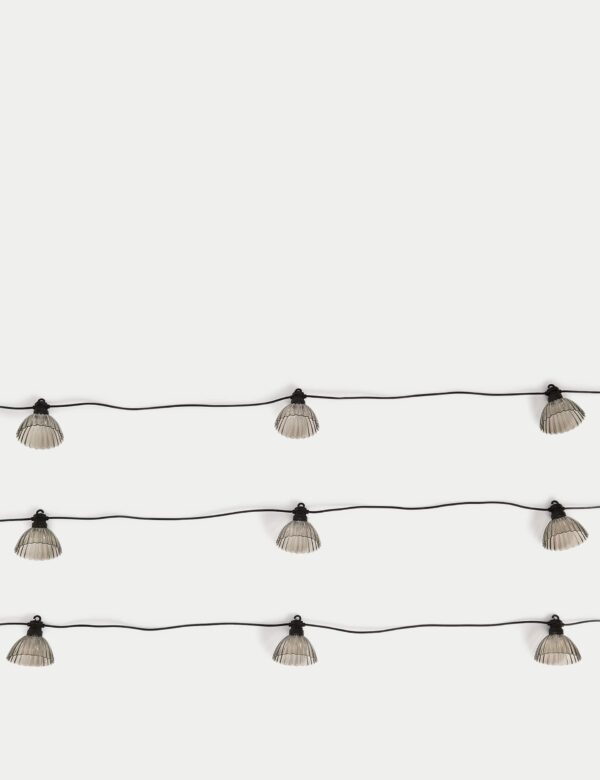 10 Warm White Fluted Solar String Lights 10 Warm White Fluted Solar String Lights