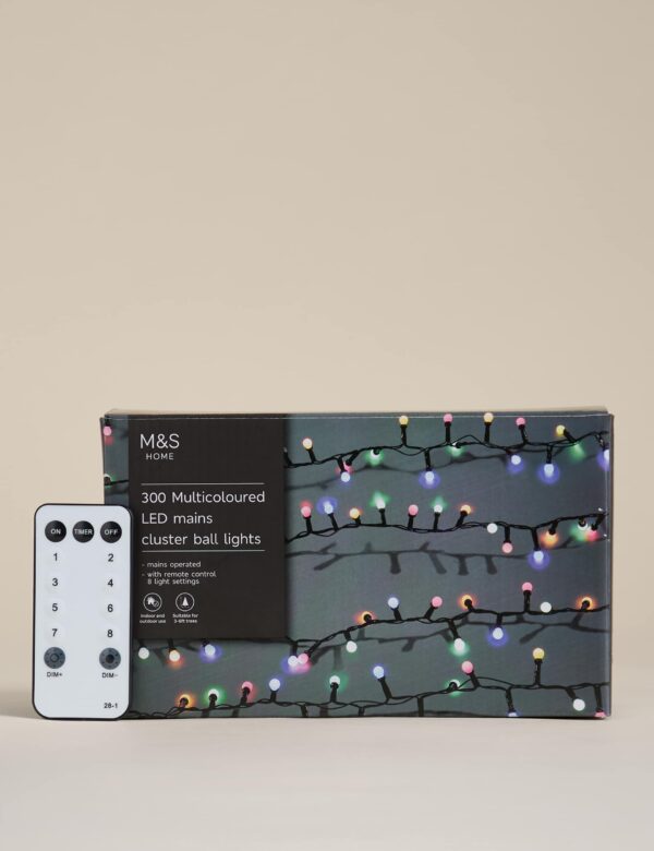300 Multicoloured Cluster Ball Mains Lights 300 Multicoloured Cluster Ball Mains Lights