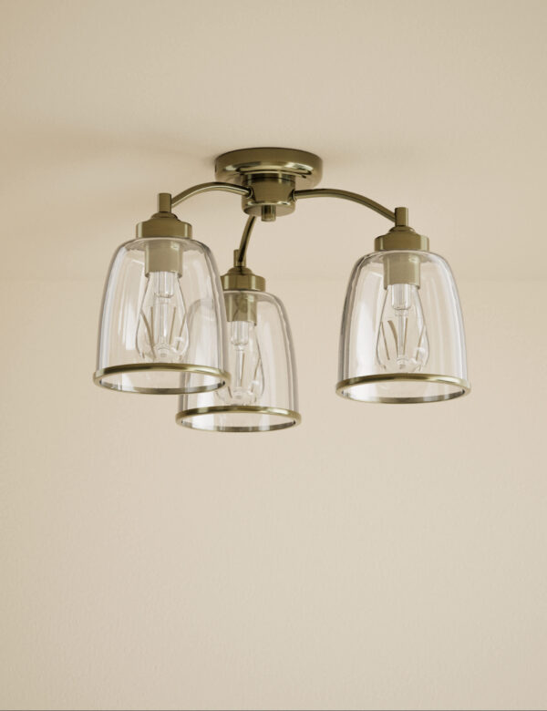 Core Glass & Metal Multi Flush Ceiling Light Core Glass & Metal Multi Flush Ceiling Light