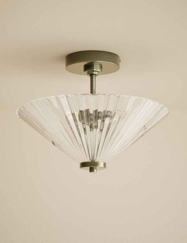 Glass Ribbed Flush Ceiling Light Glass Ribbed Flush Ceiling Light