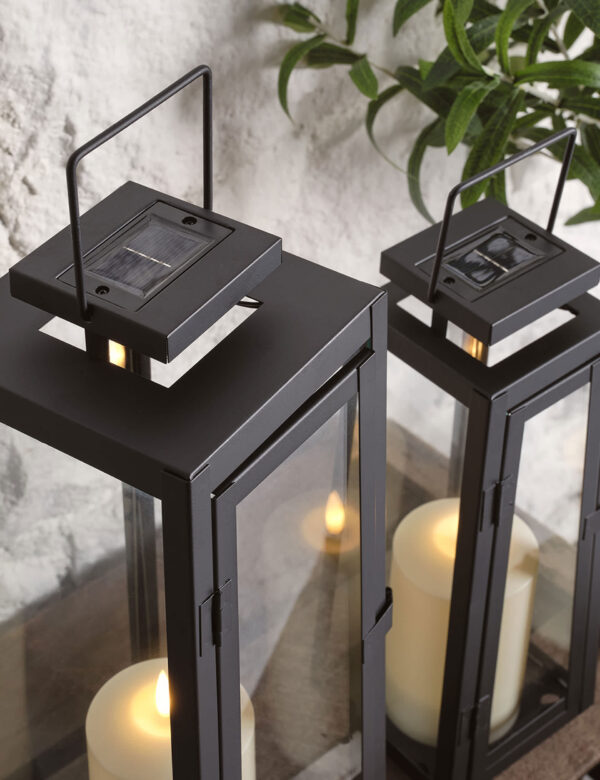 Set of 2 Porto Solar Lanterns with TruGlow® Candles Set of 2 Porto Solar Lanterns with TruGlow® Candles