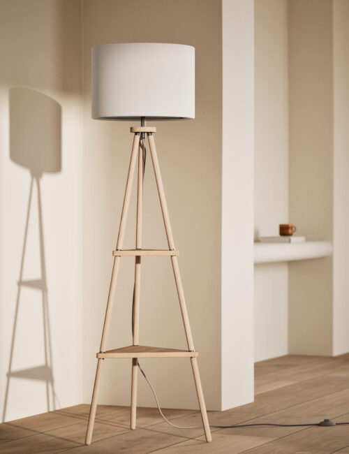 Wooden Tripod Floor Lamp